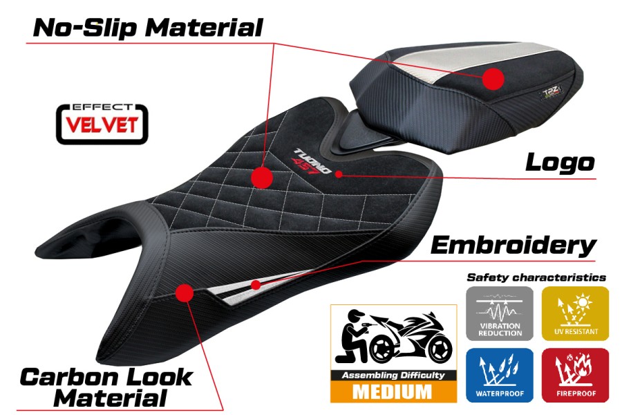 Seat cover compatible - Aprilia Tuono 457 2025-2026 - mod Vignesh Velvet Special Edition