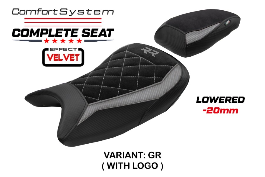 Sella completa compatibile - BMW S 1000 RR 2019-2026 - mod Varel Velvet Comfort System- Ribassata
