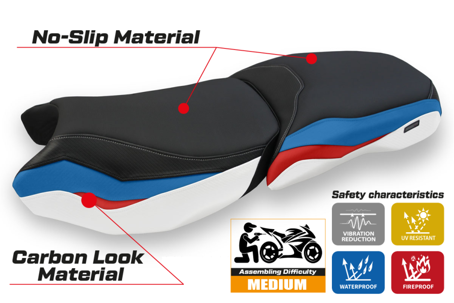 Housse de selle compatible BMW R 1250 GS Adventure (19-22) modèle Racconigi comfort system