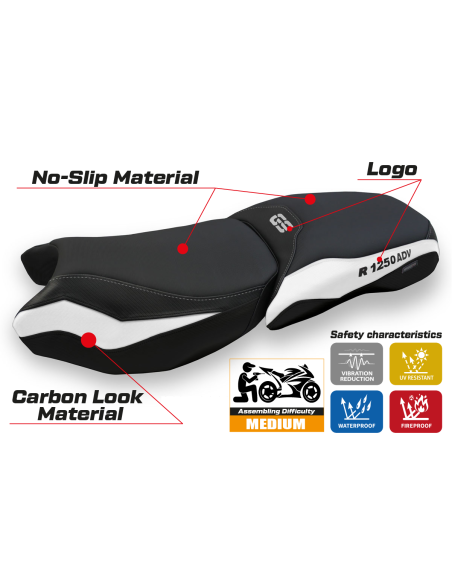 Seat cover compatible BMW R 1250 GS Adventure (19-22) Racconigi 4 comfort system model