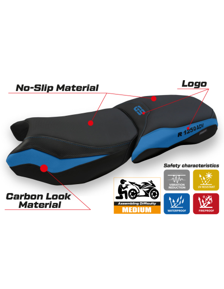 Rivestimento sella compatibile BMW R 1250 GS Adventure (19-22) modello Racconigi 4 comfort system