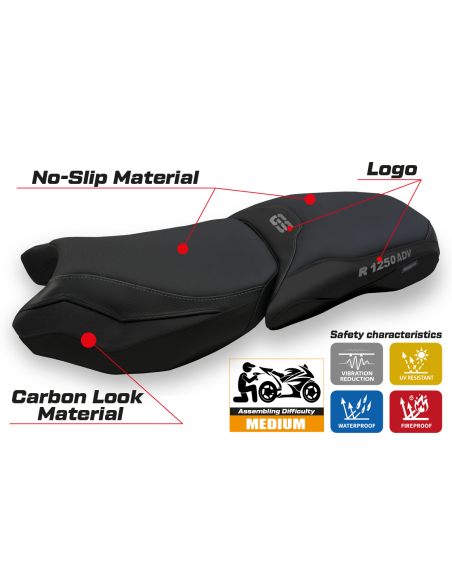 Seat cover compatible BMW R 1250 GS Adventure (19-22) Racconigi 4 comfort system model
