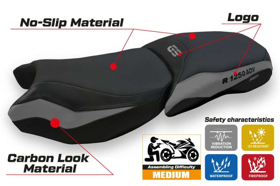 Funda de asiento compatible - BMW R 1250 GS Adventure 2019 - 2024 - heating Comfort System
