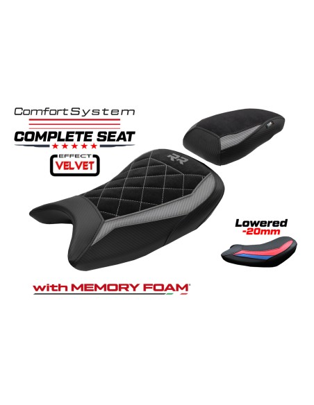 Complete seat compatible - BMW S 1000 RR 2019-2026 - mod Varel Velvet Comfort System - Lowered