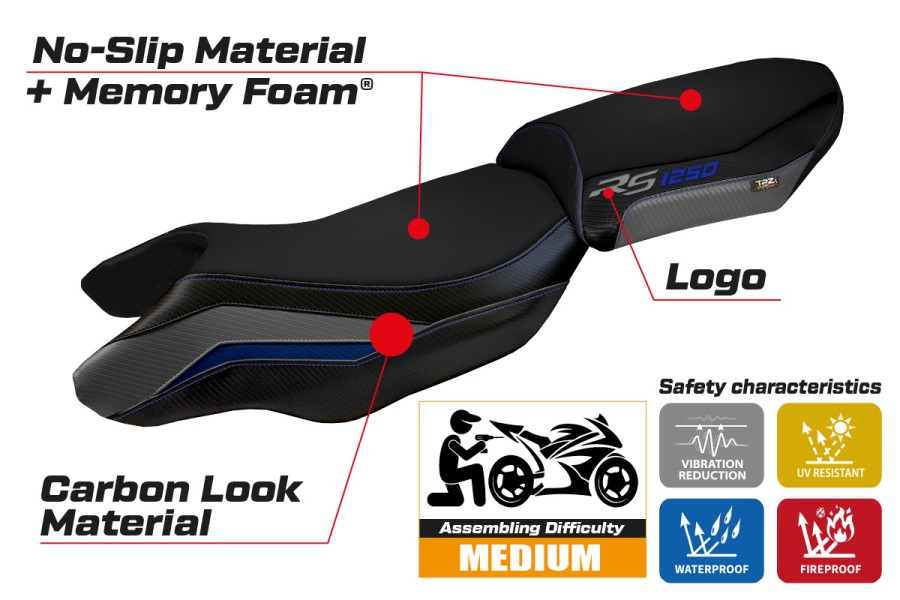 Rivestimento sella compatibile BMW R 1250 RS (20-22) modello Blanco comfort system