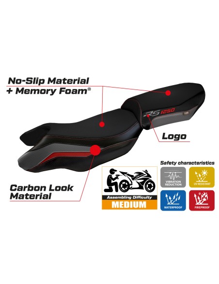 Seat cover compatible BMW R 1250 RS (20-22) Blanco comfort system model