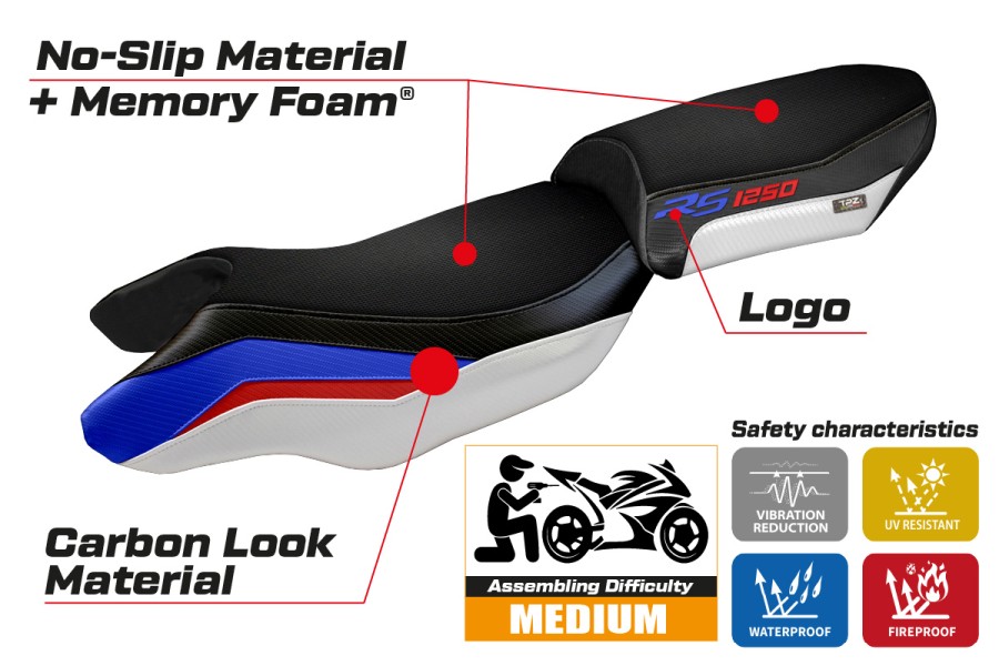 Funda de asiento compatible - BMW R 1250 RS 2020 - 2024 - mod Blanco Comfort System