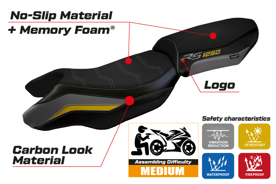 Seat cover compatible - BMW R 1250 RS 2020 - 2024 - heating Comfort System