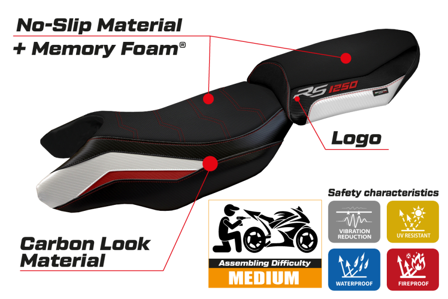 Sitzbezug kompatibel - BMW R 1250 RS 2020 - 2024 - heating Comfort System