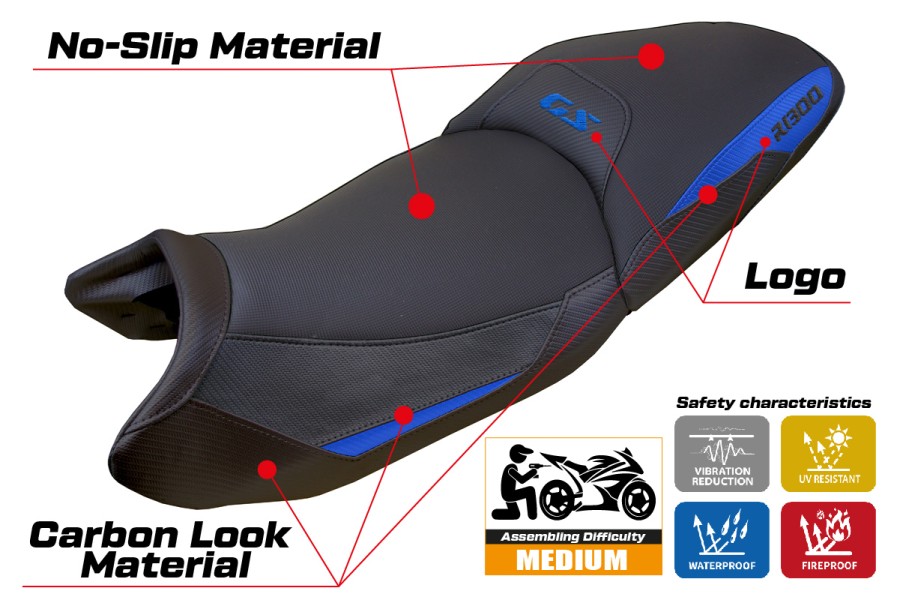 Housse de selle compatible - BMW R 1300 GS Touring 2023-2026 - mod Ahus Comfort System