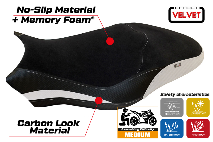 Rivestimento sella compatibile Ducati Monster 821 / 1200 (17-20) modello Ovada 1 Velvet comfort system