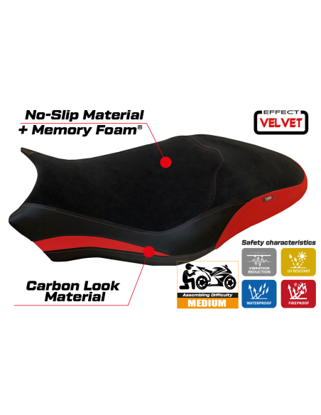 Rivestimento sella compatibile Ducati Monster 821 / 1200 (17-20) modello Ovada 1 Velvet comfort system