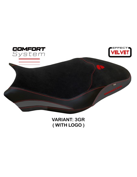 Funda de asiento compatible con Ducati Monster 821/1200 (17-20) modelo Ovada 1 Velvet comfort system
