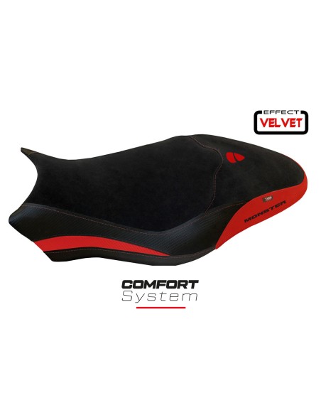 Funda de asiento compatible con Ducati Monster 821/1200 (17-20) modelo Ovada 1 Velvet comfort system