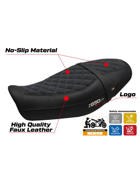Funda de asiento compatible - Kawasaki Z 650 RS 2022-2025 - mod Unnan Velvet