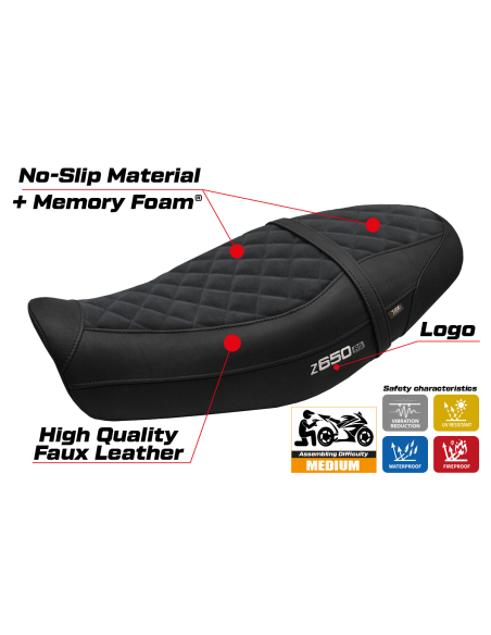Funda de asiento compatible - Kawasaki Z 650 RS 2022-2025 - mod Unnan Velvet Comfort System