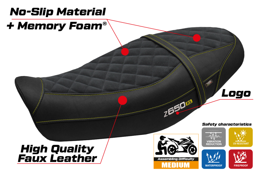 Rivestimento sella compatibile - Kawasaki Z 650 RS 2022-2026 - mod Unnan Velvet Comfort System
