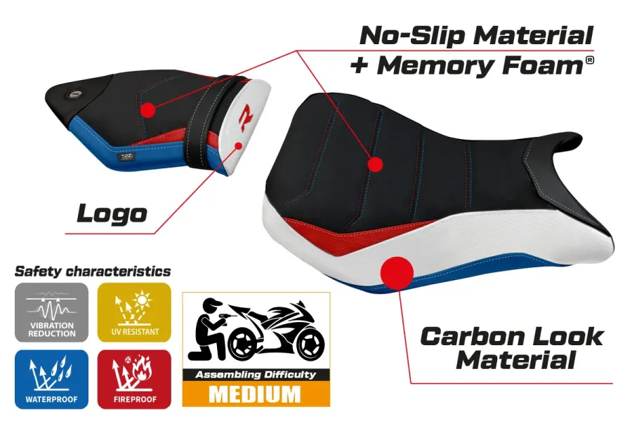Rivestimento sella compatibile - BMW S 1000 R 2014 - 2020 - mod Spira 2 Comfort System