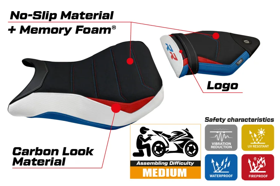 Housse de selle compatible - BMW S 1000 RR 2012 - 2014 - mod Dacca 2 Comfort System
