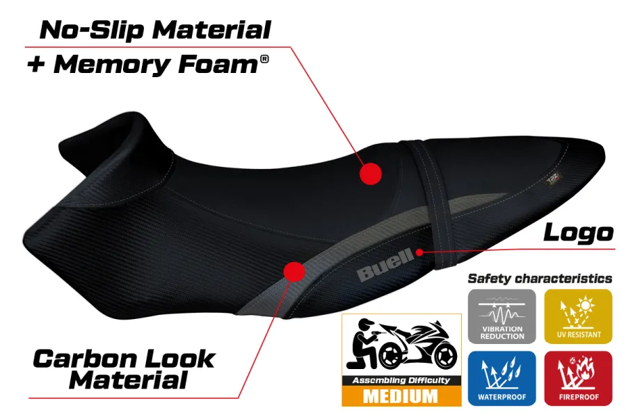 Sitzbezug kompatibel BUELL XB 12 S - XB 12 SX (19-21) Avignone Modell Comfort System