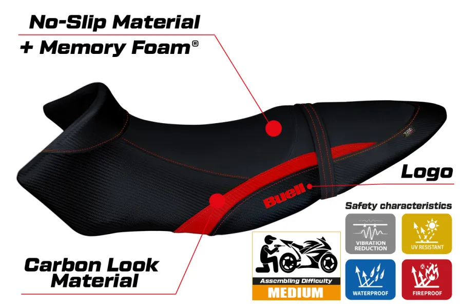 Sitzbezug kompatibel BUELL XB 12 S - XB 12 SX (19-21) Avignone Modell Comfort System