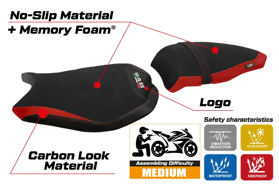 Sitzbezug kompatibel Ducati 848/1098/1198 (07-13) Modell Cervia Velvet comfort system