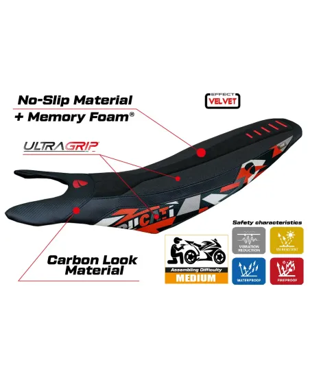Seat cover compatible - Ducati Hypermotard 698 Mono 2024-2026 - Mod Cairoli special Velvet Ultragrip Comfort System