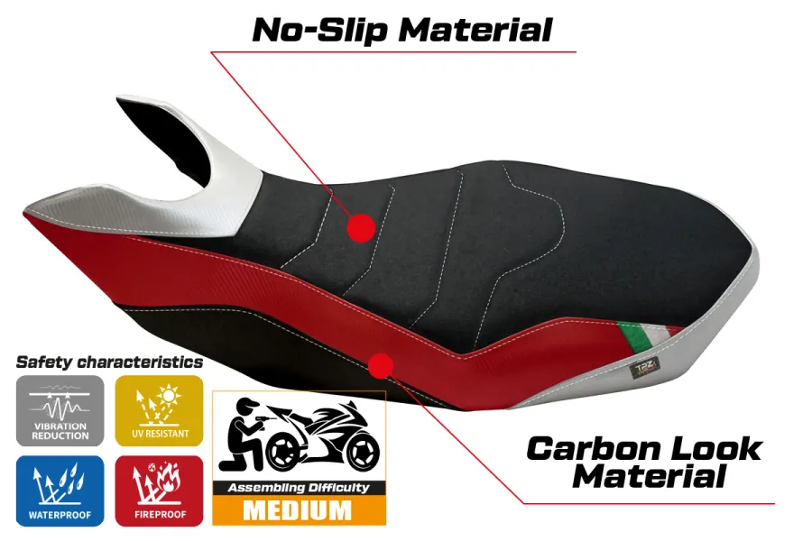 Housse de selle compatible - Ducati Hypermotard 796/1100/1100 EVO 2007 - 2012 - mod Ribe 2 Ultragrip