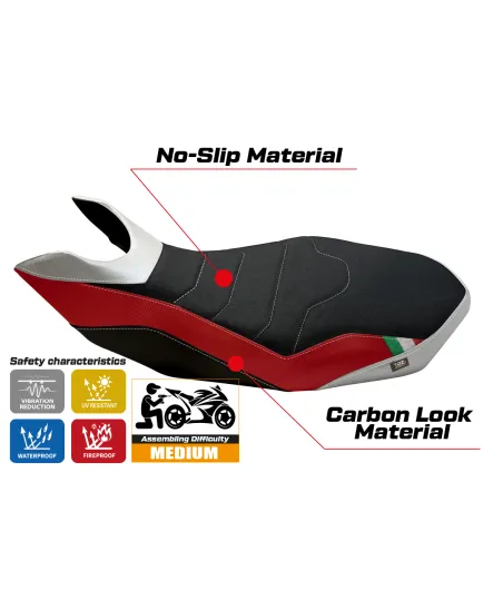 Housse de selle compatible - Ducati Hypermotard 796/1100/1100 EVO 2007 - 2012 - mod Ribe 2 Ultragrip