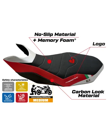 Funda de asiento compatible - Ducati Hypermotard 796/1100/1100 EVO 2007 - 2012 - mod Medea 2 Comfort System