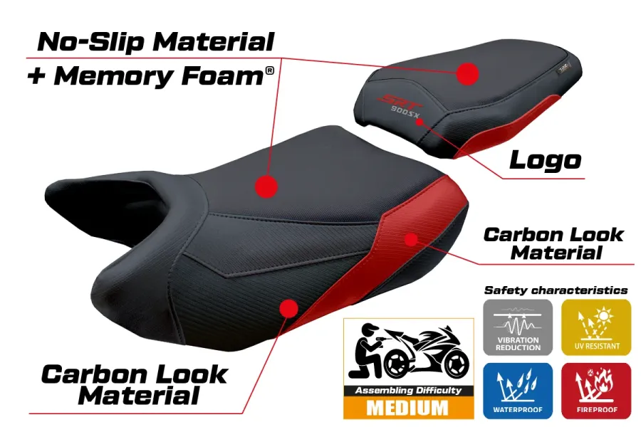 Seat cover compatible - QJ Motor SRT 900 SX 2025-2026 - mod Xiamen Comfort System