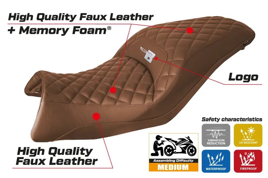 Funda de asiento compatible - BMW K 1600 B 2017-2026 - mod Brema Comfort System