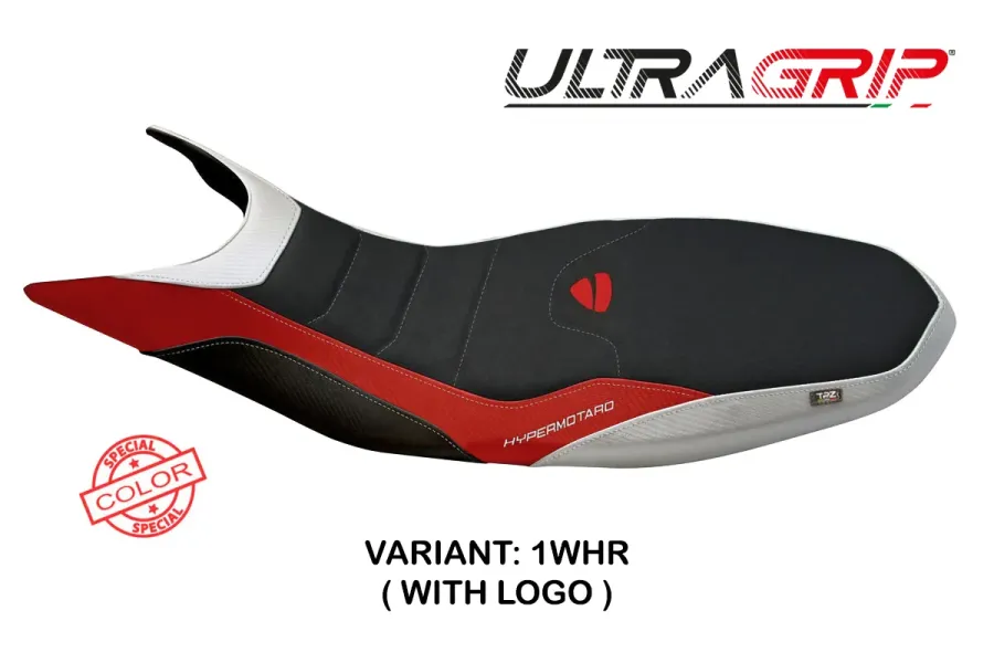 Funda de asiento compatible - Ducati Hypermotard 821/939 2013 - 2018 - mod Megara 1 Ultragrip