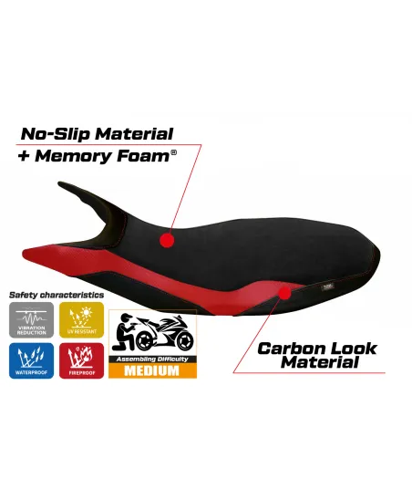 Funda de asiento compatible Ducati Hypermotard 821/939 (13-18) modelo Varna 1 comfort system Velvet