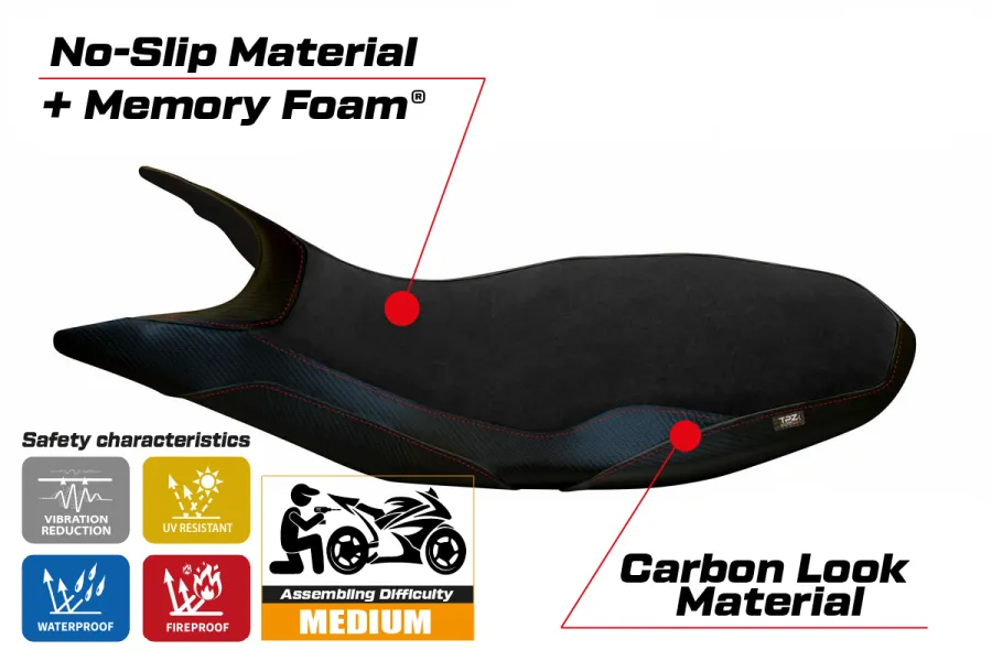 Rivestimento sella compatibile Ducati Hypermotard 821 / 939 (13-18) modello Varna 1 Velvet comfort system