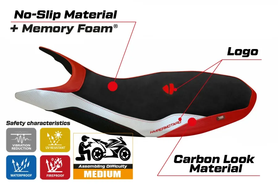 Sitzbezug kompatibel - Ducati Hypermotard 821/939 2013 - 2018 - mod Varna 1 Velvet Comfort System