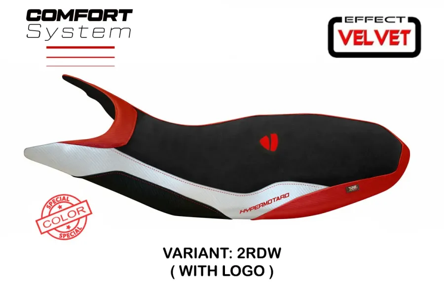 Housse de selle compatible - Ducati Hypermotard 821/939 2013 - 2018 - mod Varna 1 Velvet Comfort System
