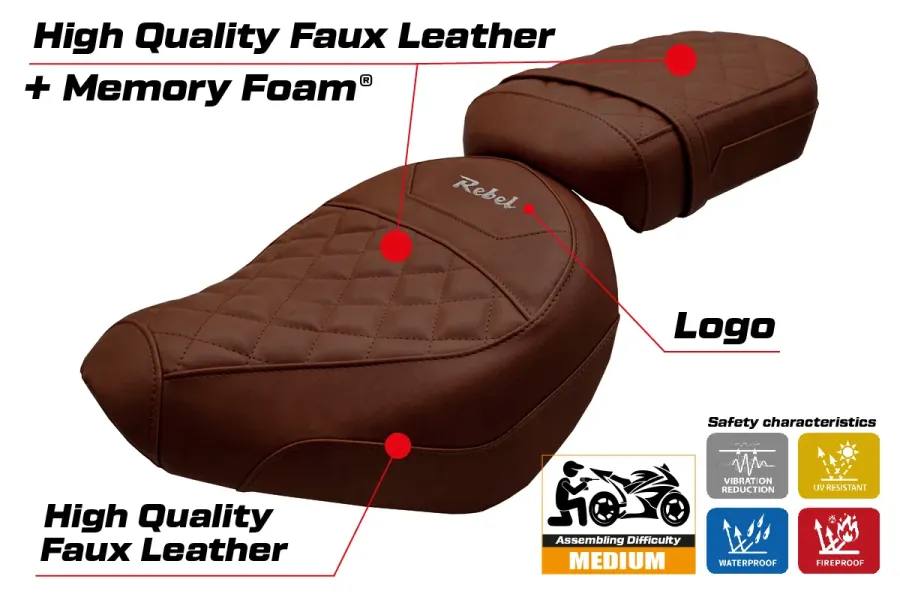 Housse de selle compatible - Honda CMX 1100 Rebel 2022-2026 - mod Iksan Comfort System