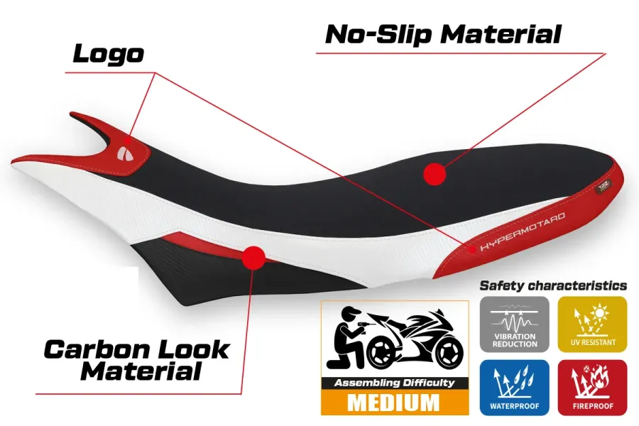 Seat cover compatible - Ducati Hypermotard 950 2019-2025 - mod Cuba 1