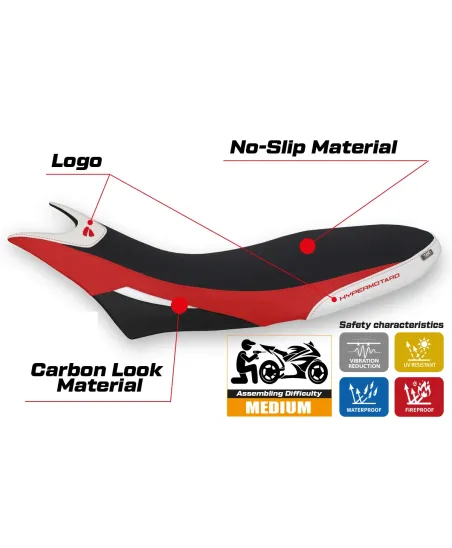 Rivestimento sella compatibile - Ducati Hypermotard 950 2019-2025 - mod Cuba 1