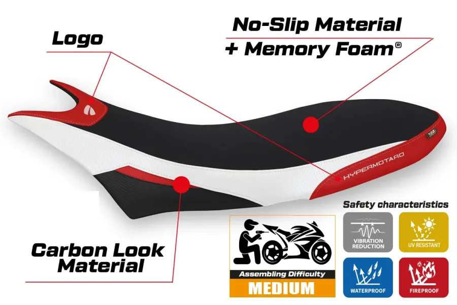 Sitzbezug kompatibel - Ducati Hypermotard 950 2019-2025 - mod Orlando 1 Comfort System