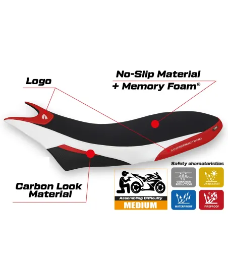 Housse de selle compatible - Ducati Hypermotard 950 2019-2025 - mod Orlando 1 Comfort System