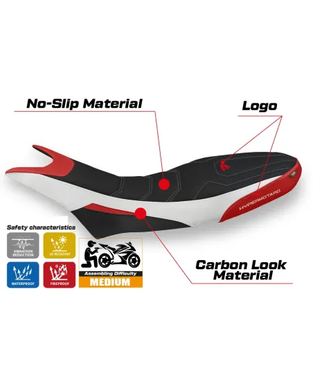 Rivestimento sella compatibile - Ducati Hypermotard 950 2019-2025 - mod Luna 1 Ultragrip