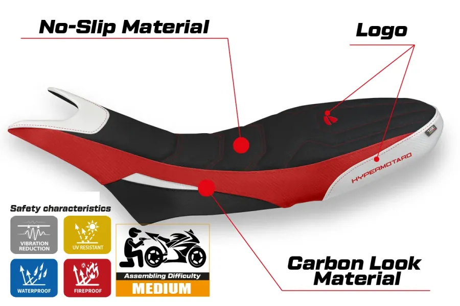 Sitzbezug kompatibel - Ducati Hypermotard 950 2019-2025 - mod Luna 1 Ultragrip