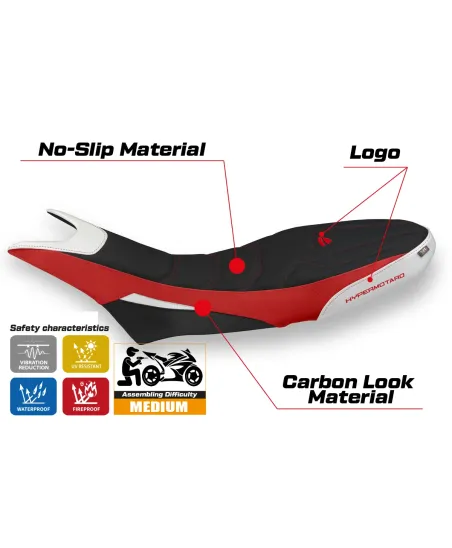 Seat cover compatible - Ducati Hypermotard 950 2019-2025 - mod Luna 1 Ultragrip