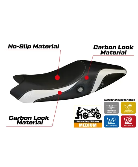 Funda de asiento compatible - Ducati Monster 1100/1100 EVO 2009 - 2013 - mod Logos Carbon Colat