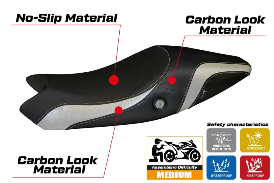 Rivestimento sella compatibile - Ducati Monster 1100 EVO 2009 - 2013 - mod Logos Carbon Colat
