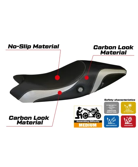 Rivestimento sella compatibile - Ducati Monster 1100 EVO 2009 - 2013 - mod Logos Carbon Colat