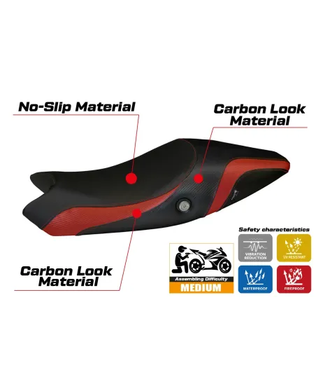 Rivestimento sella compatibile - Ducati Monster 1100 EVO 2009 - 2013 - mod Logos Carbon Colat