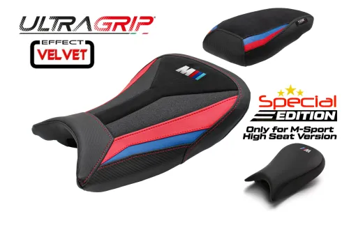 Funda de asiento compatible - BMW S 1000 RR 2021-2026 - mod Special Edition M-Sport Velvet